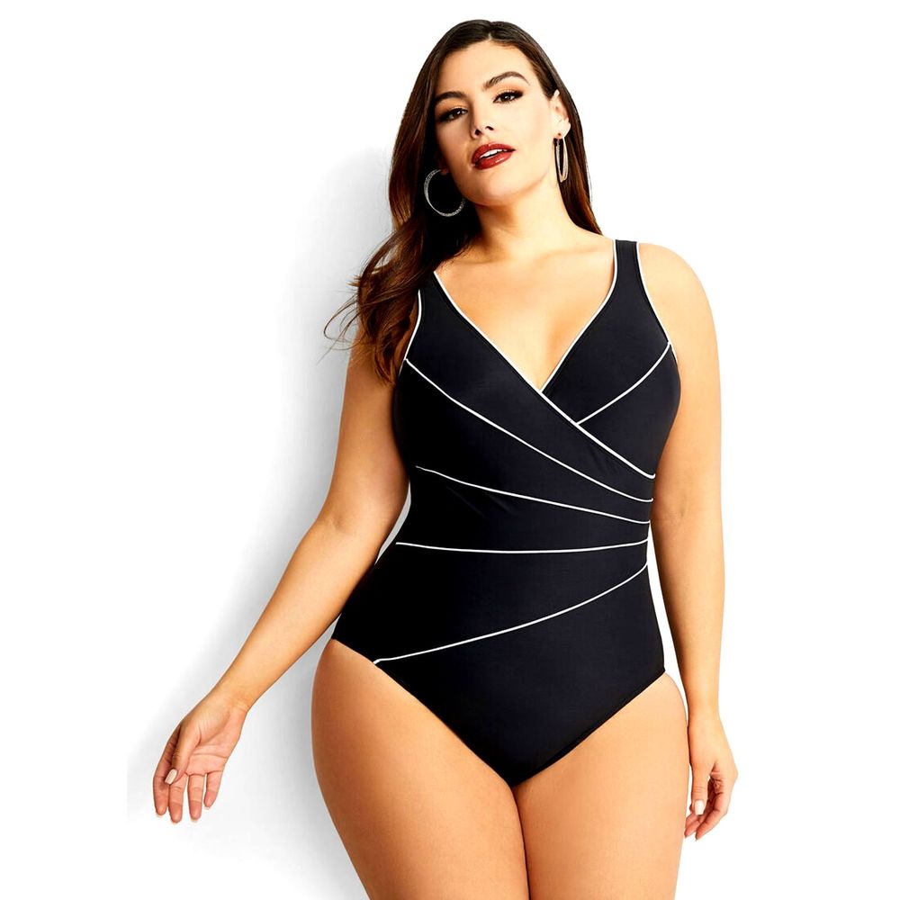 Miraclesuit One-Piece Swimsuit Black &White NWT